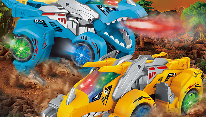 Kid's 2-in-1 Spray Transforming Dinosaur Car Toy - 2 Colours at Discount Experts