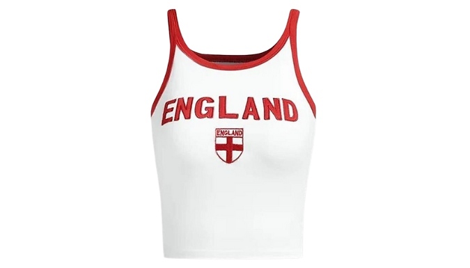 England Printed Women's Crop Tank Top - 3 Sizes at Discount Experts