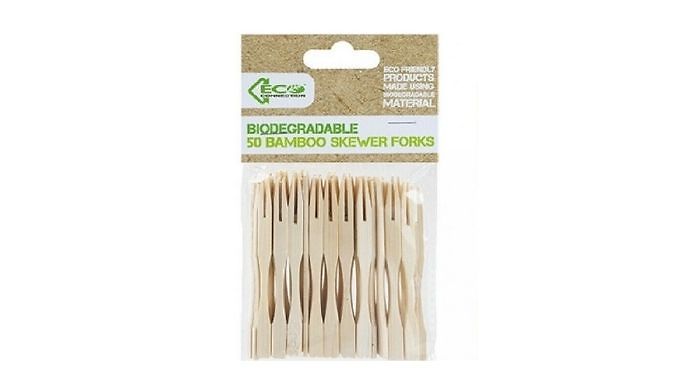 50-Pack Bamboo Barbecue Forks from Discount Experts