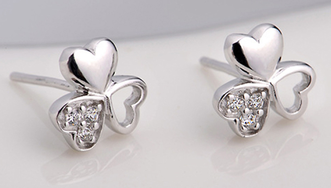 Gemstone Heart Clover Earrings at Discount Experts