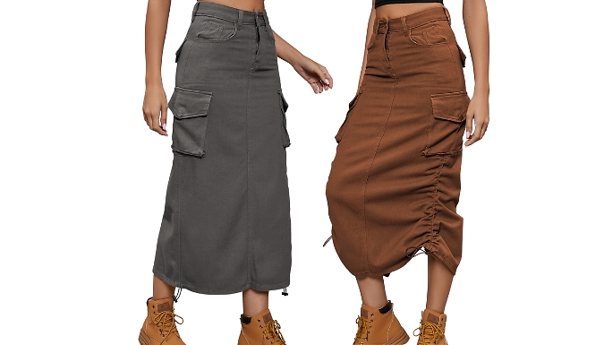 Cargo High-Waisted Skirt - 6 Colours, 5 Sizes from Discount Experts
