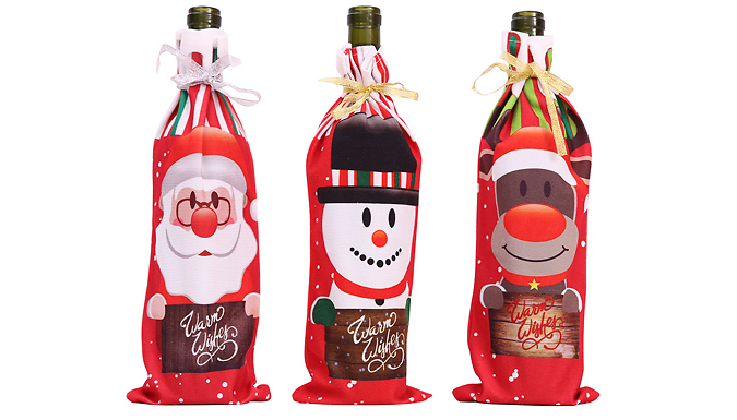 1, 2, or 3 Christmas Wine Bottle Cover Sets from Discount Experts