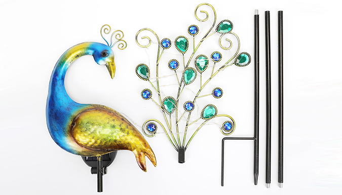 Solar-Powered LED Garden Peacock Light from Discount Experts