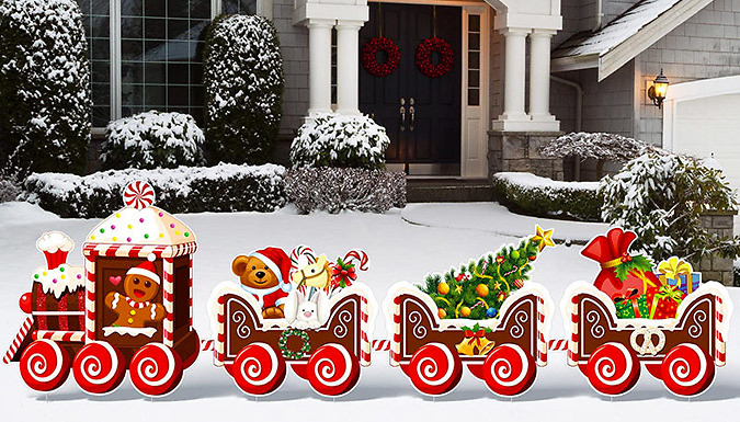 Christmas Garden Cardboard Train Decoration at Discount Experts