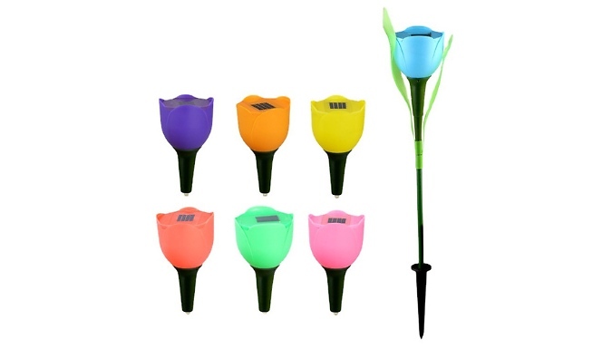 Set of 6 or 12 Tulip-Shaped Garden Solar Lights at Discount Experts