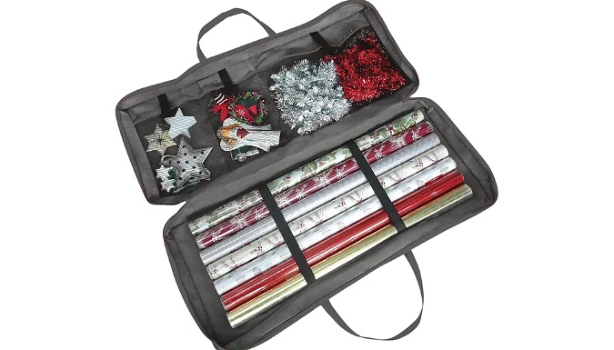 Grey Christmas Wrapping Paper Storage Bag from Discount Experts