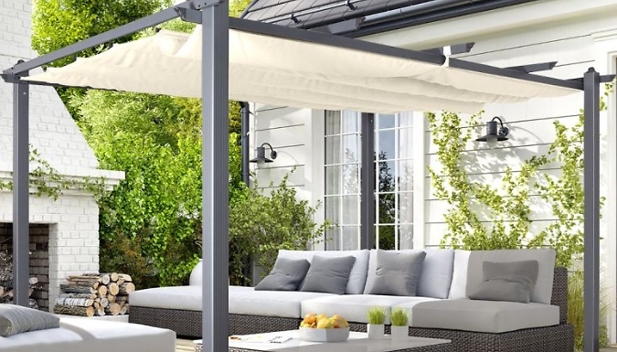 Acorn Aluminium 4m Rectangular Pergola Gazebo - 2 Colours at Discount Experts