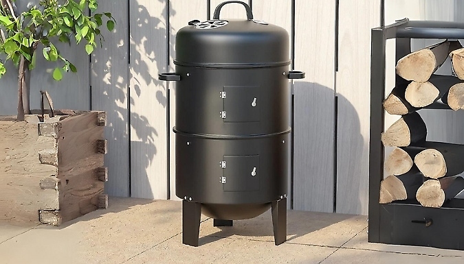 Image of Home Vibe SmokeHouse Triple Chamber Smoker & BBQ Grill