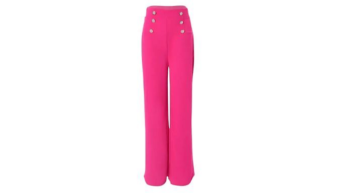 High Waisted Button Detail Trousers - 3 Colours & 4 Sizes at Discount Experts