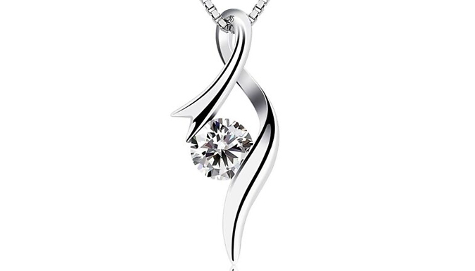 Half-Twist Swirl Round Cut Created Diamond Pendant Necklace from Discount Experts