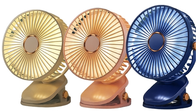 Portable 360-Rotating Clip-On Fan - 3 Colours at Discount Experts