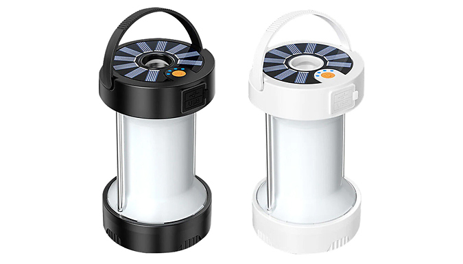 USB Rechargeable & Solar-Powered Camping Lantern - 2 Colours from Discount Experts