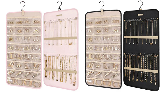 Jewellery Hanging Storage Roll Bag with Hanger - 2 Sizes & 2 Colours at Discount Experts