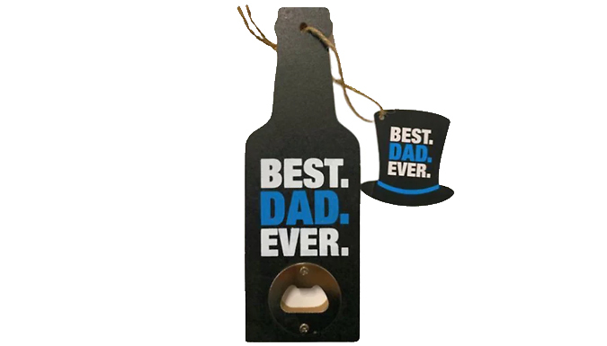 'Best Dad Ever' Large Wooden Bottle Opener at Discount Experts