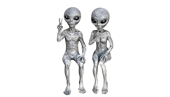 1 or 2-Pack of Alien Statue Figurines – 2 Designs Deal Price £9.99