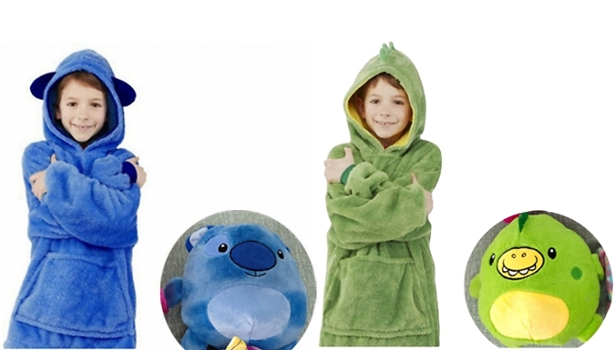 Kids' Cuddly Pet Pillow Hoodie - 4 Colours at Discount Experts