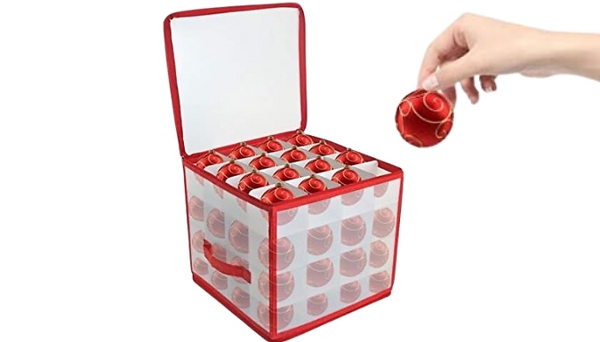 64 Christmas Bauble Red Storage Box from Discount Experts