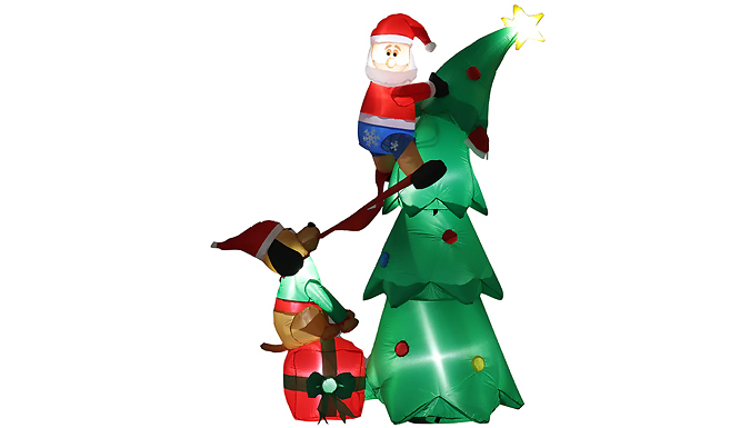 Inflatable LED Christmas Santa & Dog Decoration at Discount Experts