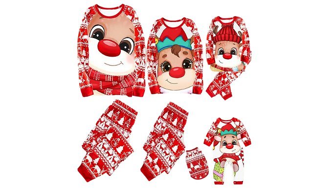 Matching Reindeer Christmas Pyjamas Sets - For the Whole Family. from Discount Experts