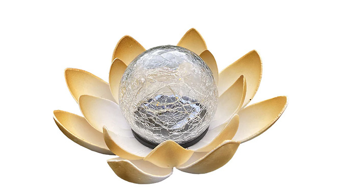 LED Amber Crackle Glass Globe Lotus Light from Discount Experts