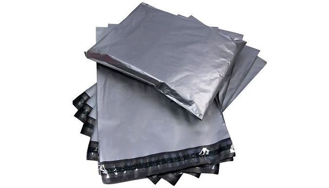 100-Pack of Grey Adhesive Mailing Bags – 4 Sizes Deal Price £4.99