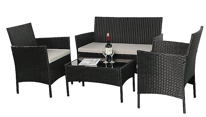 Image of Cool For Deal 4-Seater Rattan Garden Furniture Set - 2 Colours!