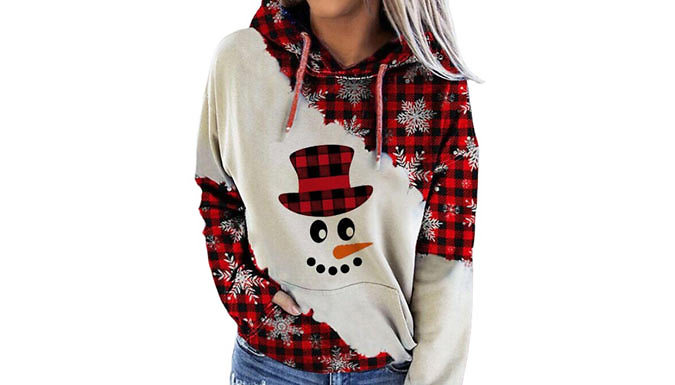 Women's Hooded Christmas Jumper - 5 Designs and 5 Sizes from Discount Experts