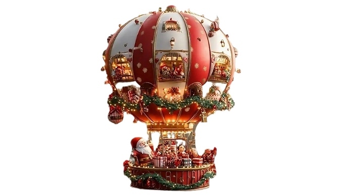 1 or 2-Pack of 2D Santa Hot Air Balloon Acrylic Christmas Ornaments at Discount Experts
