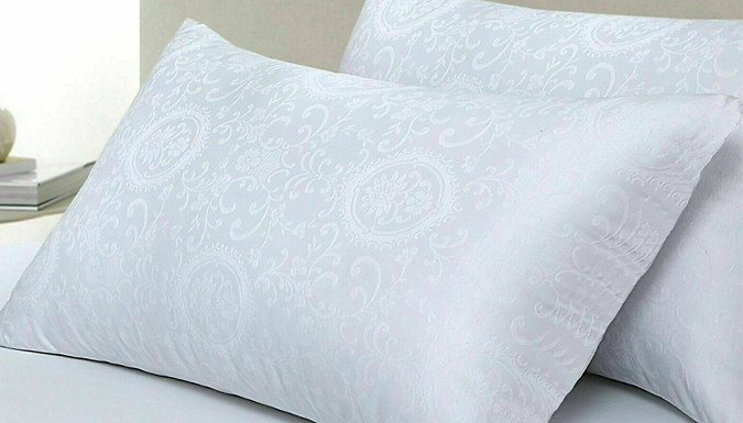 Soft Jacquard Pillow Protectors - 1 Pair at Discount Experts