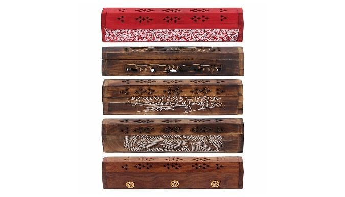 Wooden Incense Stick Holder with Ash Catcher - 5 Designs from Discount Experts