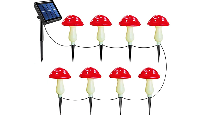 6 or 8 Solar Mushroom Garden Stake Lights - 2 Colours at Discount Experts