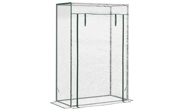 Steel Frame Greenhouse Cover with Roll-up Door - 2 Options from Discount Experts