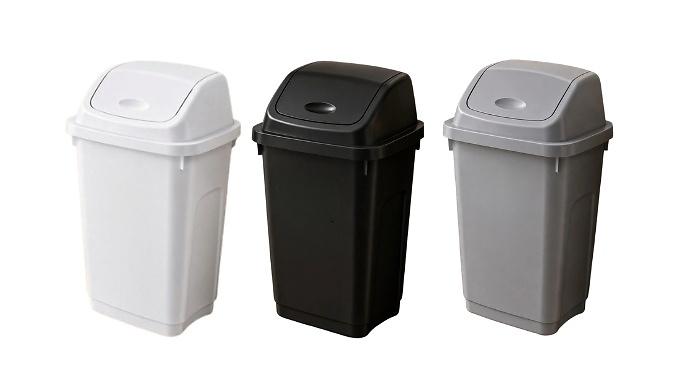 Durable Plastic Swing Lid Bin - 5 Sizes & 3 Colours