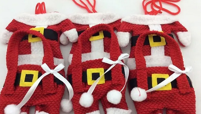 6-Piece Fancy Christmas Silverware Holder Set at Discount Experts