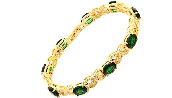 Green Gemstone Love and Kisses Created Diamond Bracelet at Discount Experts