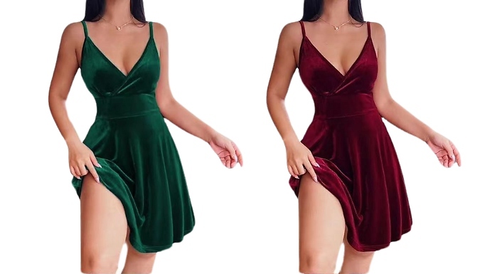 Women's Low V Neck Dress - 8 Colours & 5 Sizes at Discount Experts