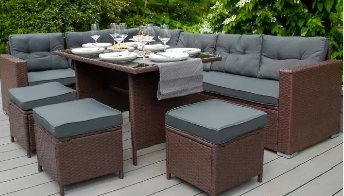 9-Seater Rattan Garden Corner Sofa Set - 3 Colours at Discount Experts