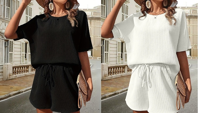 Comfy Waffle-Knit Loungewear Set - 11 Colours, 5 Sizes at Discount Experts