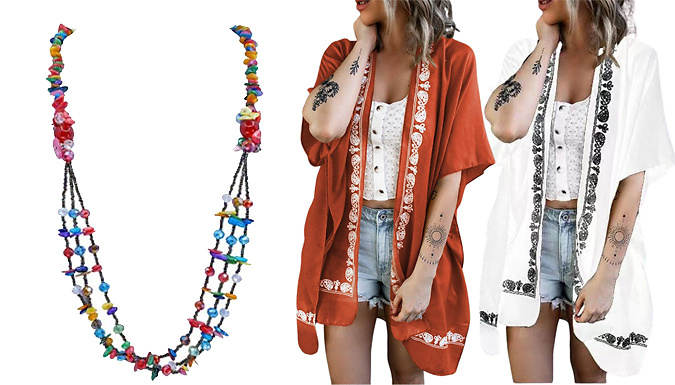 3-Piece Boho Jewellery & Beach Cover Summer Bundle from Discount Experts