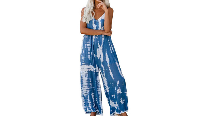 Loose Fit Tie-Dyed Printed Jumpsuit - 3 Colours & 3 Sizes from Discount Experts
