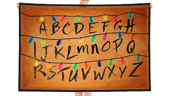 Stranger Things Inspired Alphabet Plush Blanket - 4 Sizes from Discount Experts