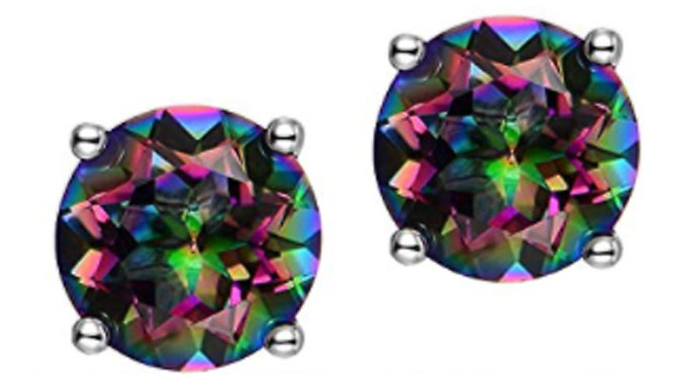 Black Mystic Rainbow Stud Earrings - 2 Designs from Discount Experts