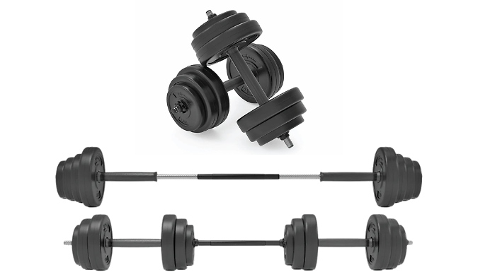 Adjustable Vinyl Dumbbell & Barbell Set - 5 Sizes from Discount Experts