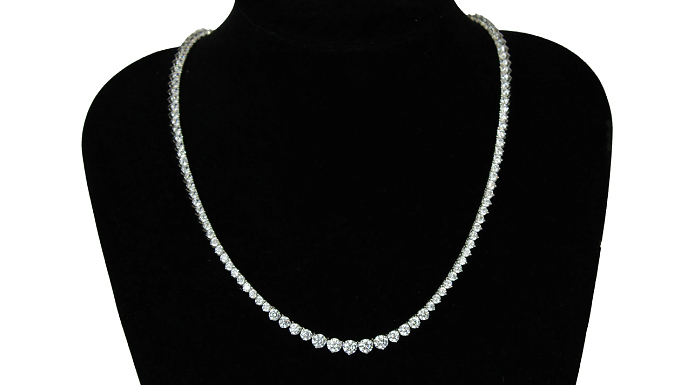 White Gold Finish Created Diamond Round Cut Necklace White Gold Finish Created Diamond Round Cut Necklace
