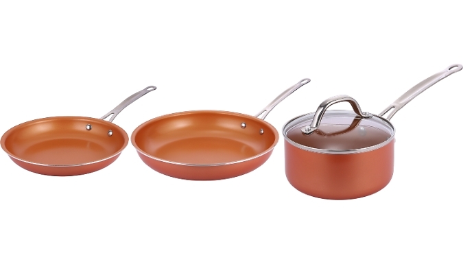 4-Piece Copper Ceramic Cookware Set from Discount Experts
