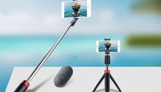 3-in-1 Phone Tripod Stand With Bluetooth Remote - 2 Options and 2 Colours from Discount Experts