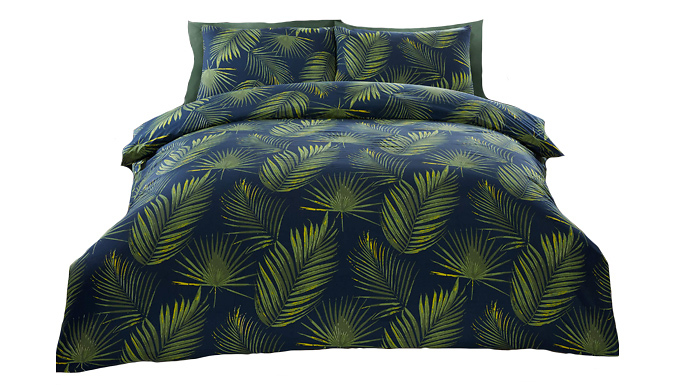 Navy Palma Duvet Set - 3 Sizes at Discount Experts