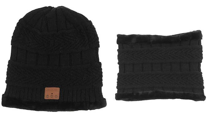 2-Piece Wireless Bluetooth Musical Knitted Hat & Neck Scarf from Discount Experts