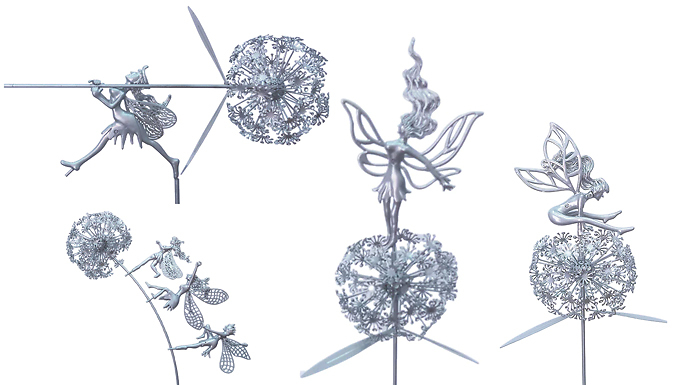 Garden Fairy Dancing On A Dandelion Sculpture - 4 Designs at Discount Experts