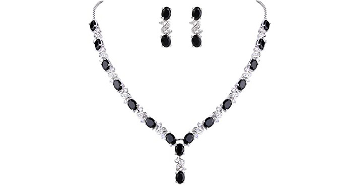 Black Gemstone Created Diamond Jewellery Set from Discount Experts